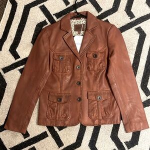 McKenna brick leather blazer in size PS and S. New with tags from Sundance.